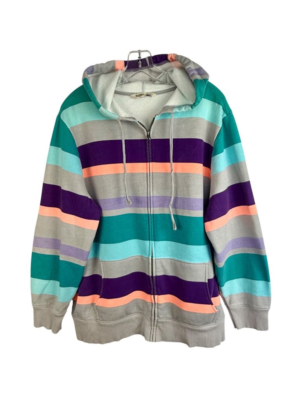 Old Navy Multi Color Striped Full Zip Up Hoodie Sweatshirt Size XXL Retro Y2K